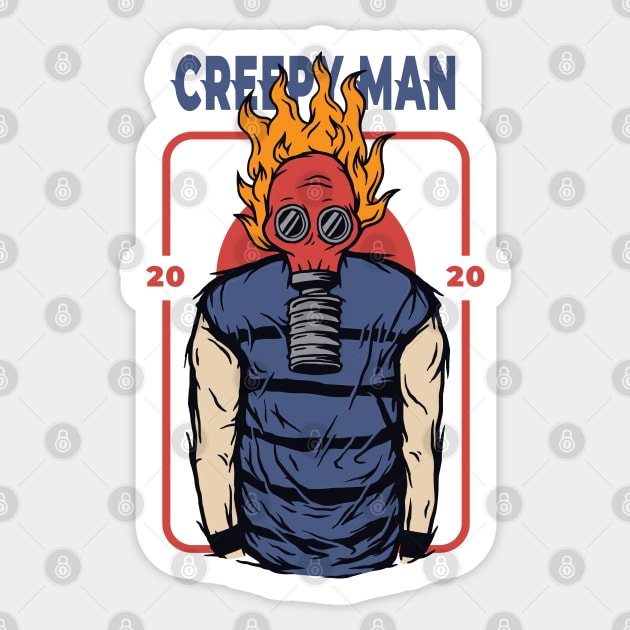 creepy man with gas mask Sticker by Mako Design 